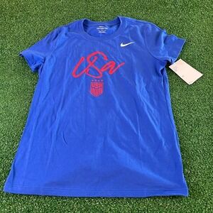 Nike USA T-Shirt USWNT Soccer Graphic Tee Game Royal Blue Womens Medium NWT